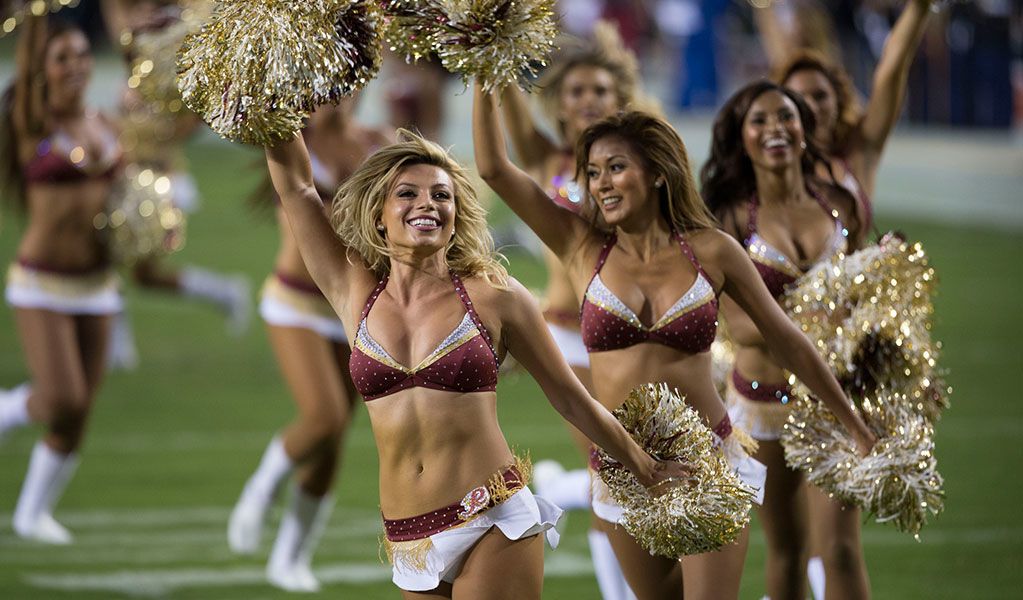 Curvy screaming lingerie cheerleaders