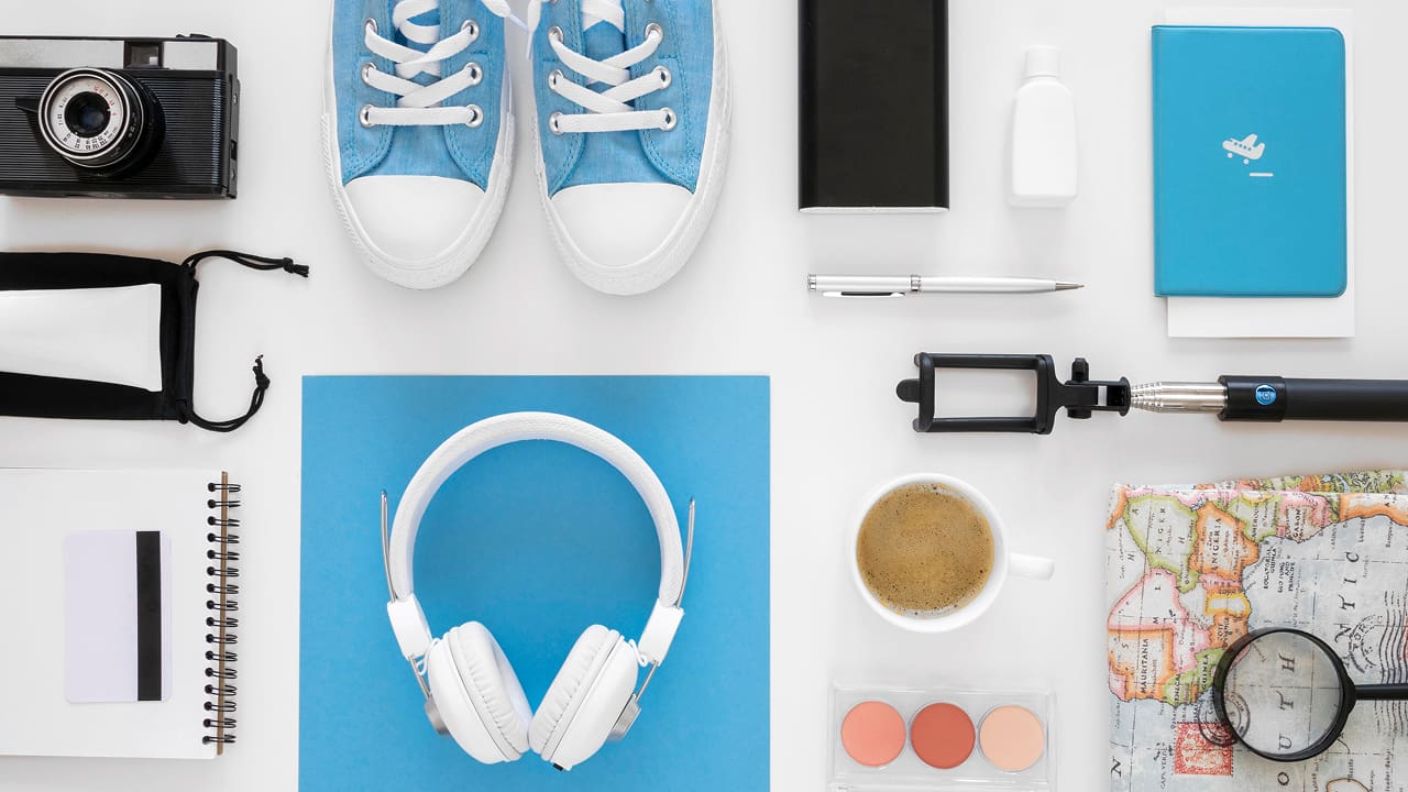 A top view of travel essentials