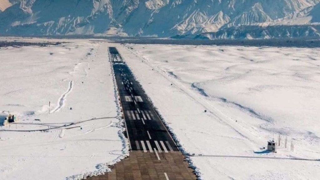 GB airport covered with snow