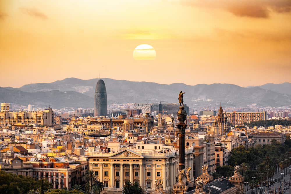 Barcelona Spain Sunset view a great solo travel destination