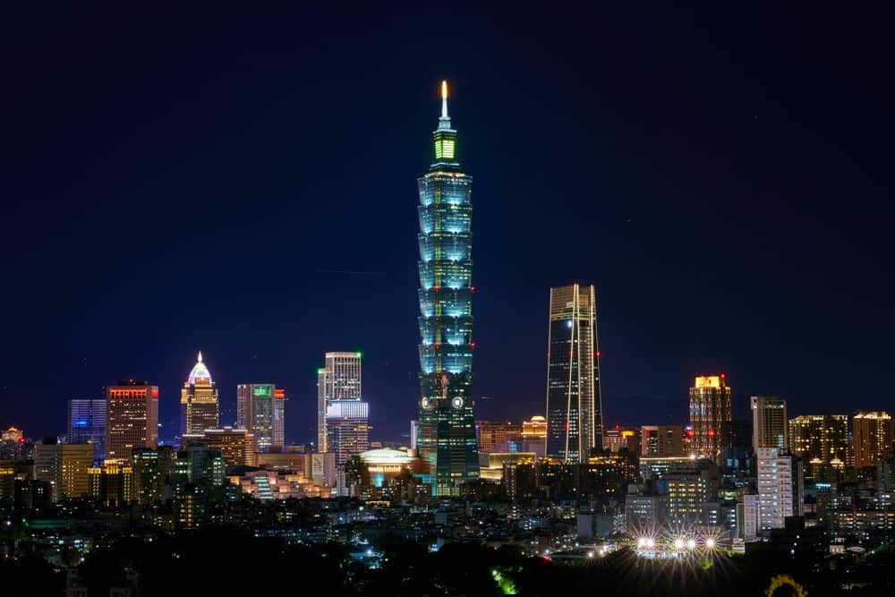 Taipei Taiwan Night lights of buildings