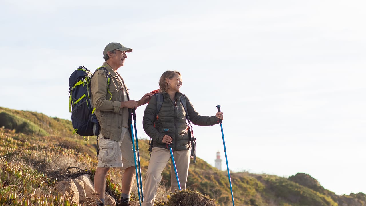 A couple hiking in summers