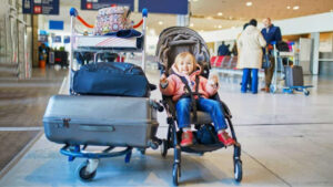 Use a Stroller or Carrier to carry kids around airport