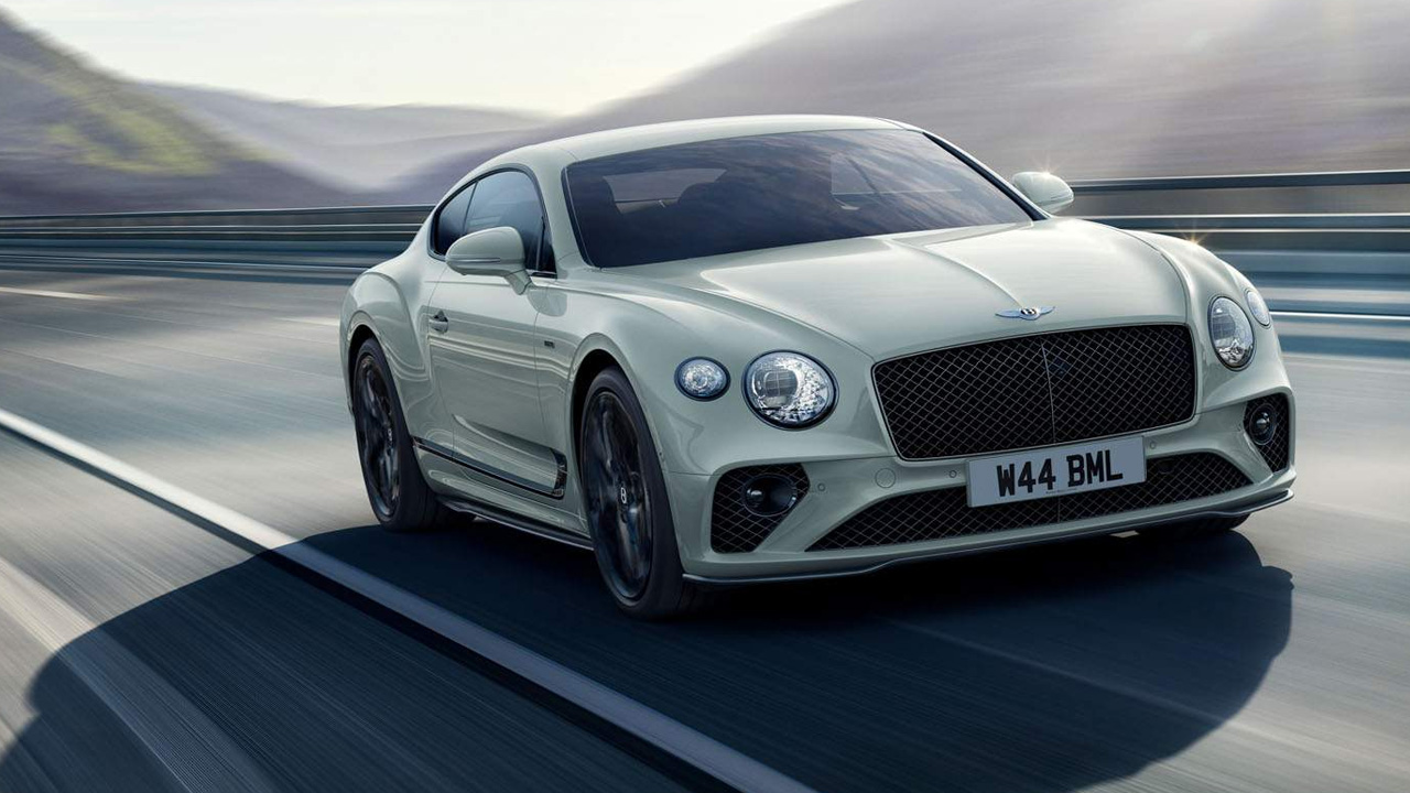 Bentley Continental GT on highway in mountain area