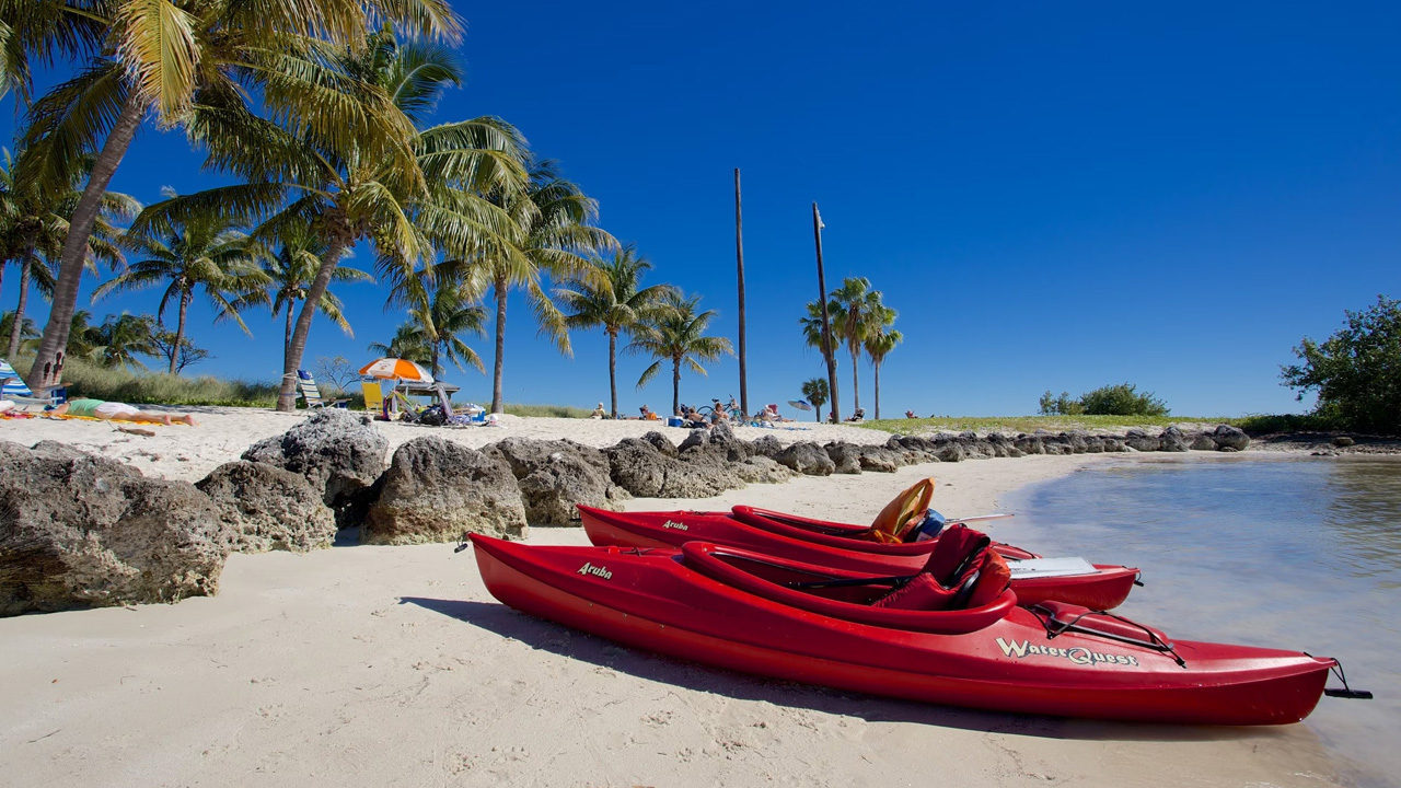 red boats at the shore of sombrero beach in florida