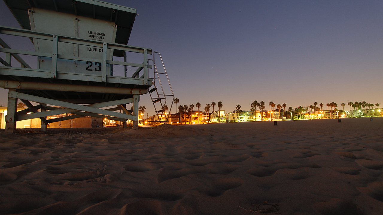 night view of Venice Beach in Sarasota Florida