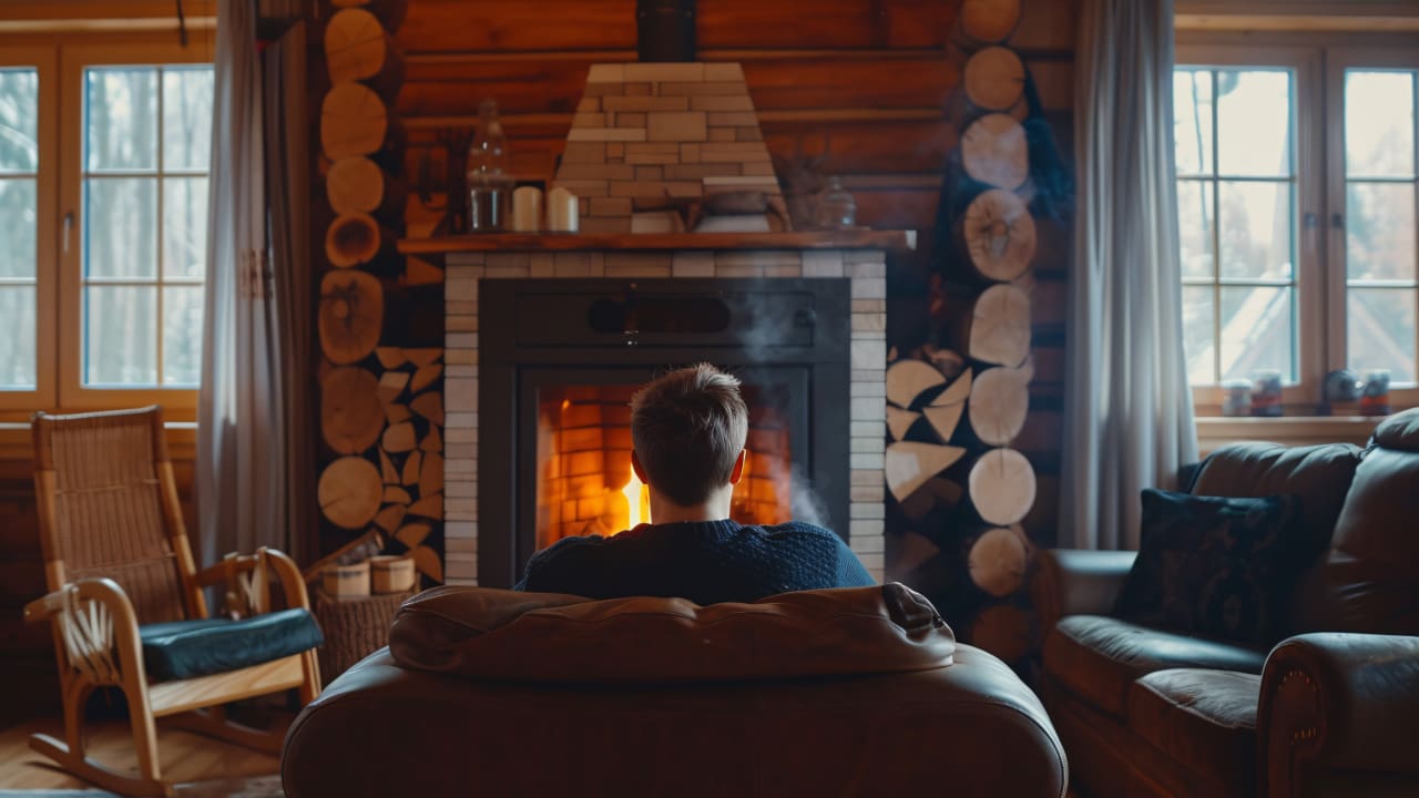 A boy relaxing on a coach
