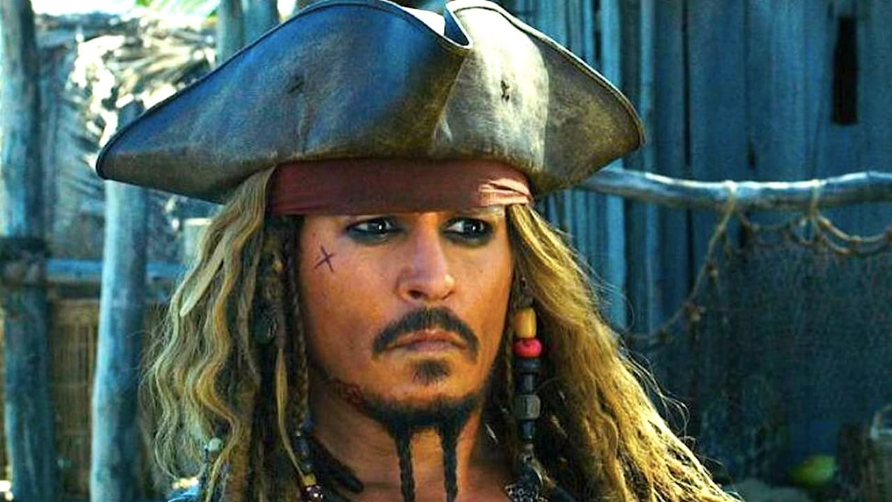Jack Sparrow is looking anxiously to someone
