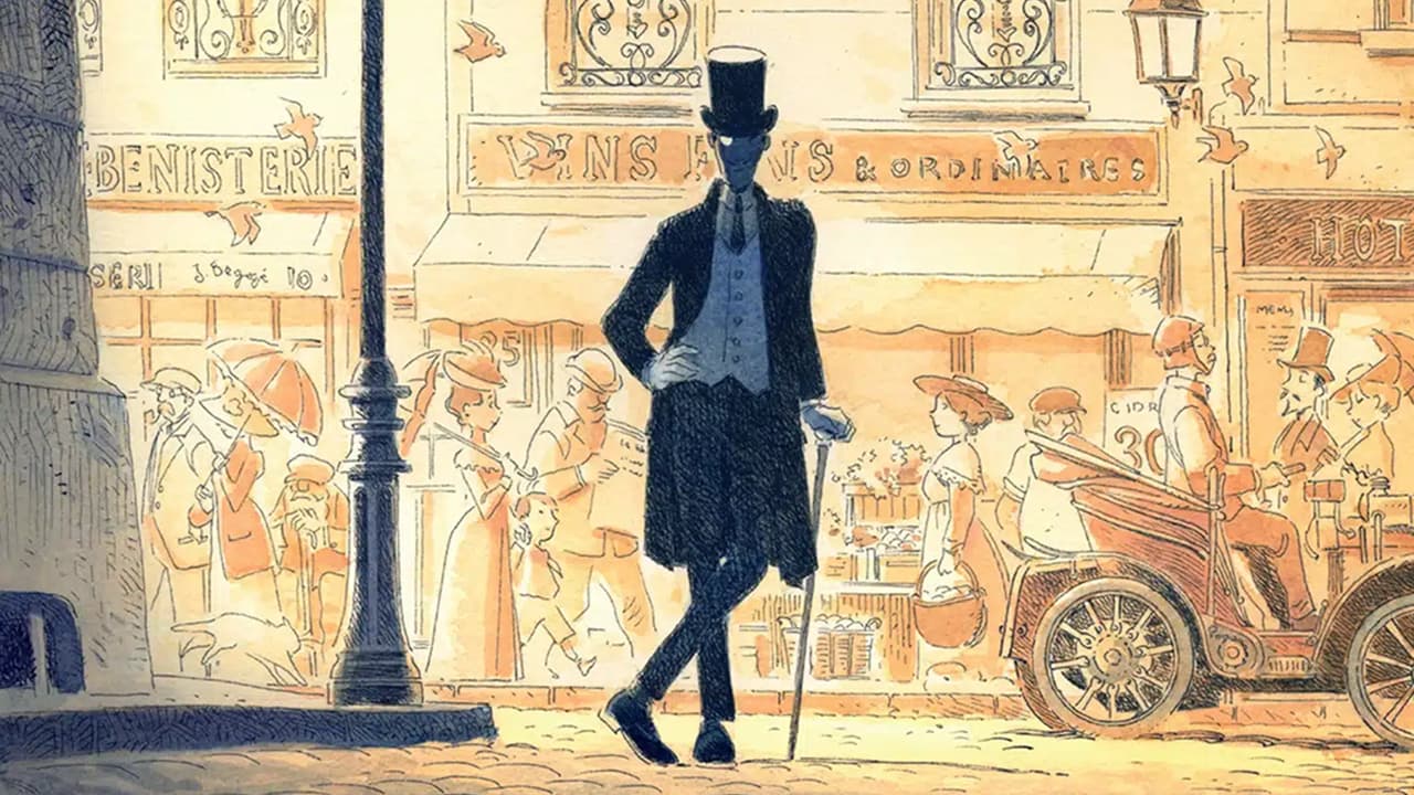 In a busy market, a man stands nearby holding a stick