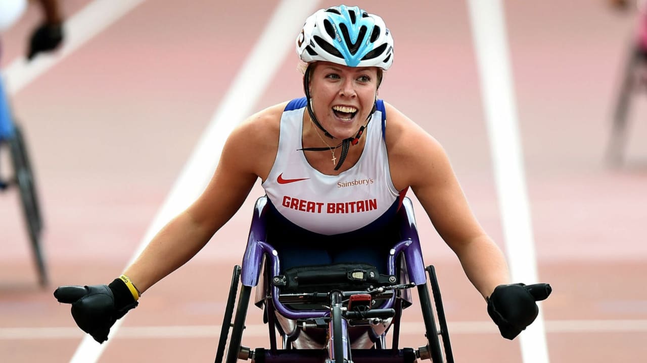 Hannah Cockroft racing in a wheelchair and she is the most powerful women in sports