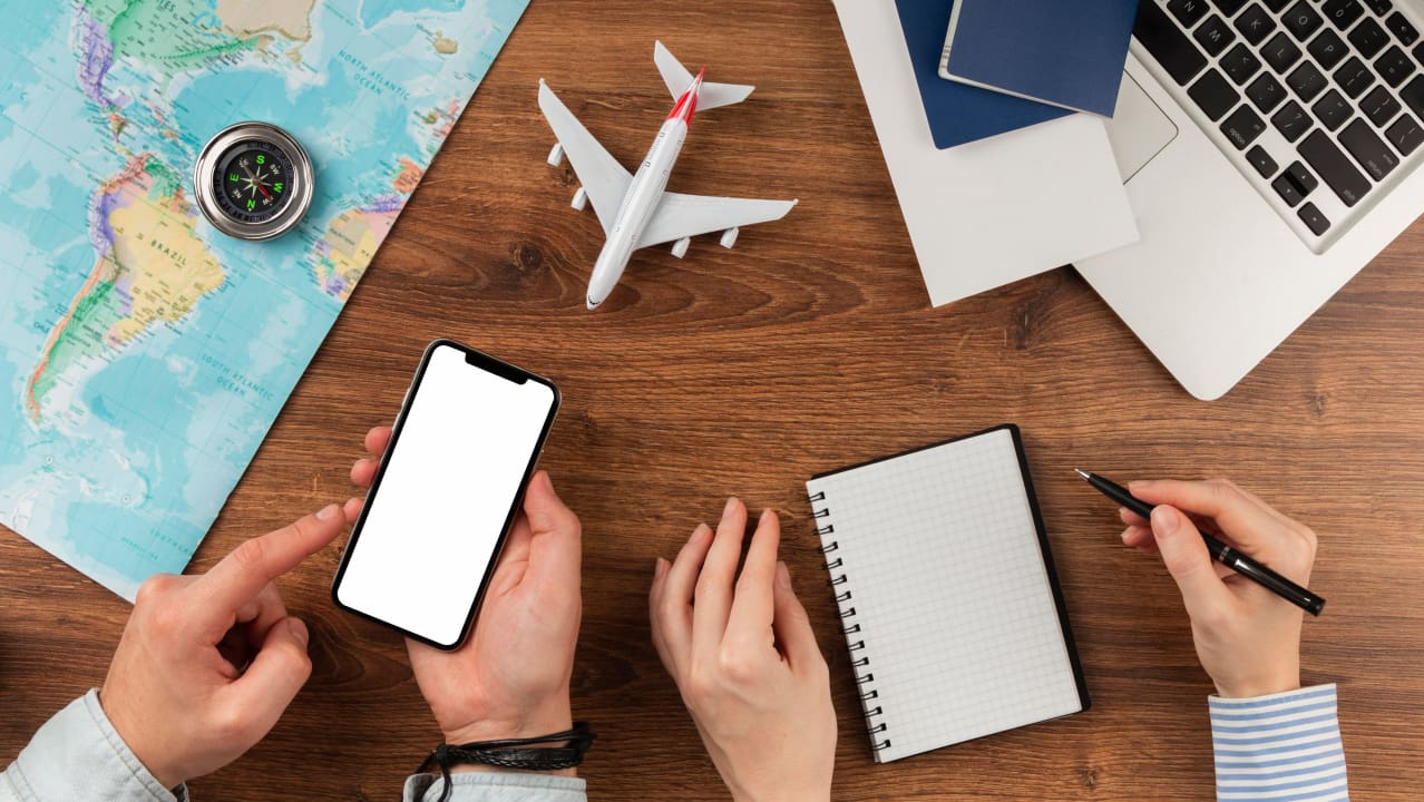 top view of travel elements