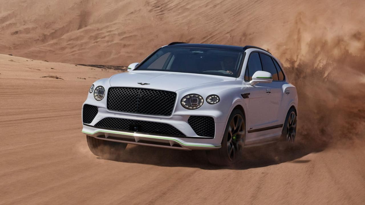 A Bentley in a desert, which is one of the most expensive car brand
