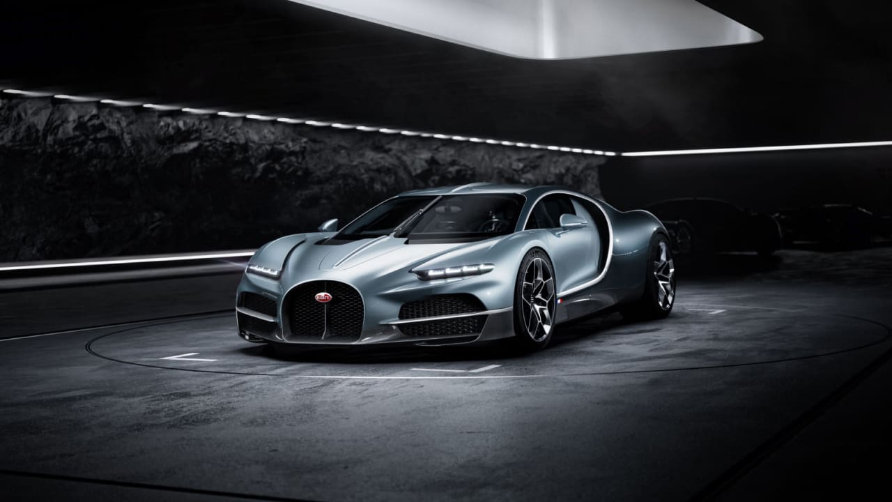 A stunning black and grey Bugatti