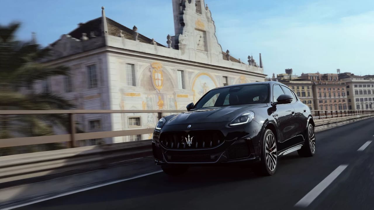 Maserati is speeding down the road