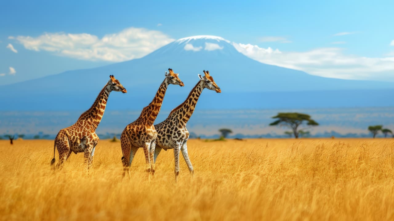A group of giraffes in a wild