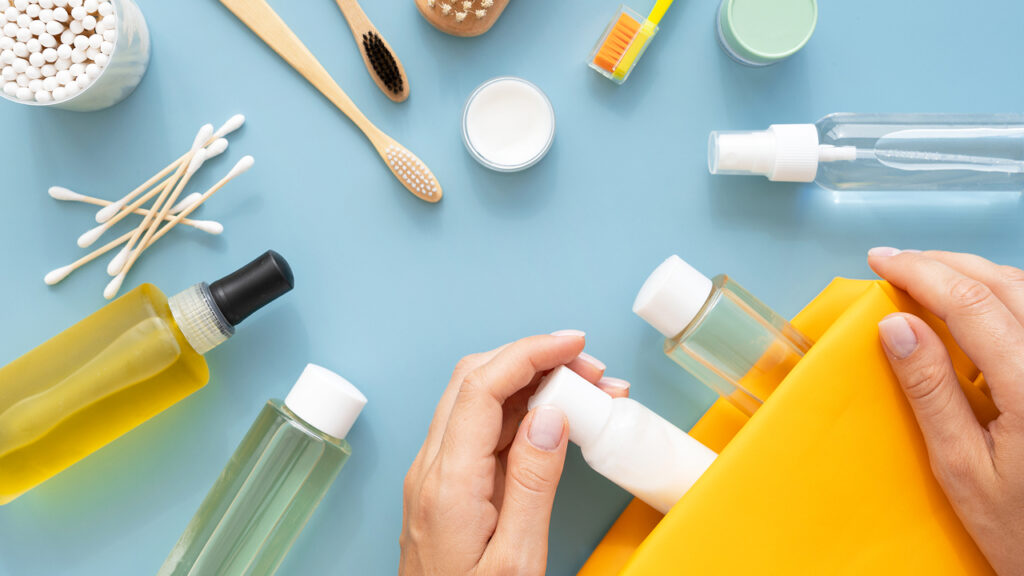 A man packing small products for cruise trip
