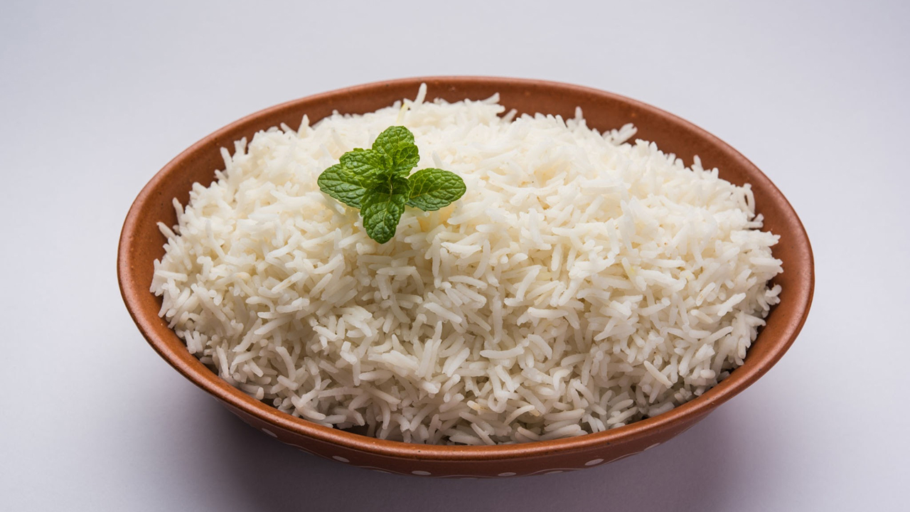 Cooked Basmati or Jasmine Rice in a bowl