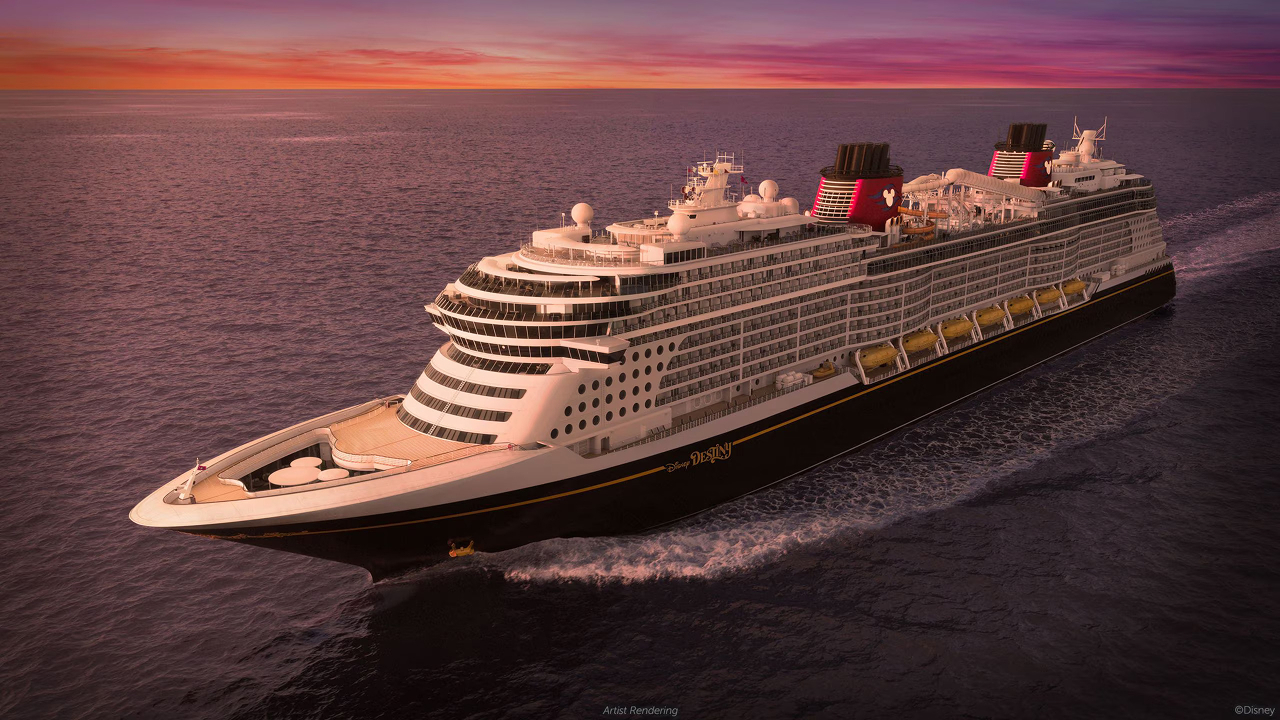 A Disney cruise ship sailing in a beautiful sea