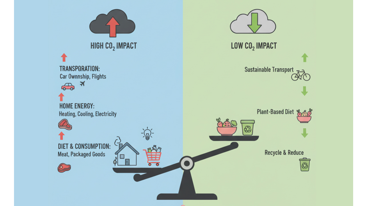 This is an image comparing high and low CO₂ impacts