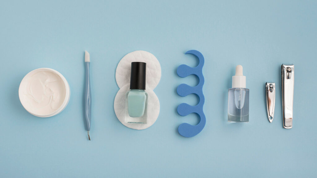 Top view of nail care items 