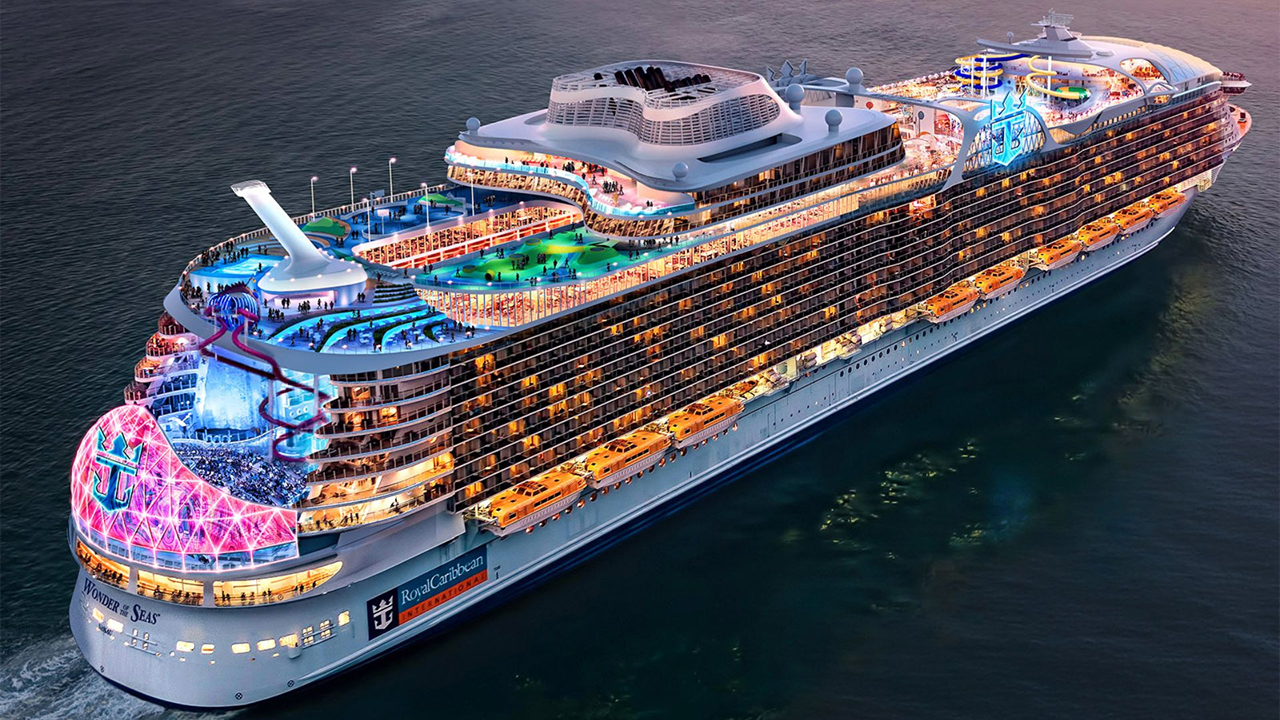 An upper view of a stunning Royal Caribbean cruise ship