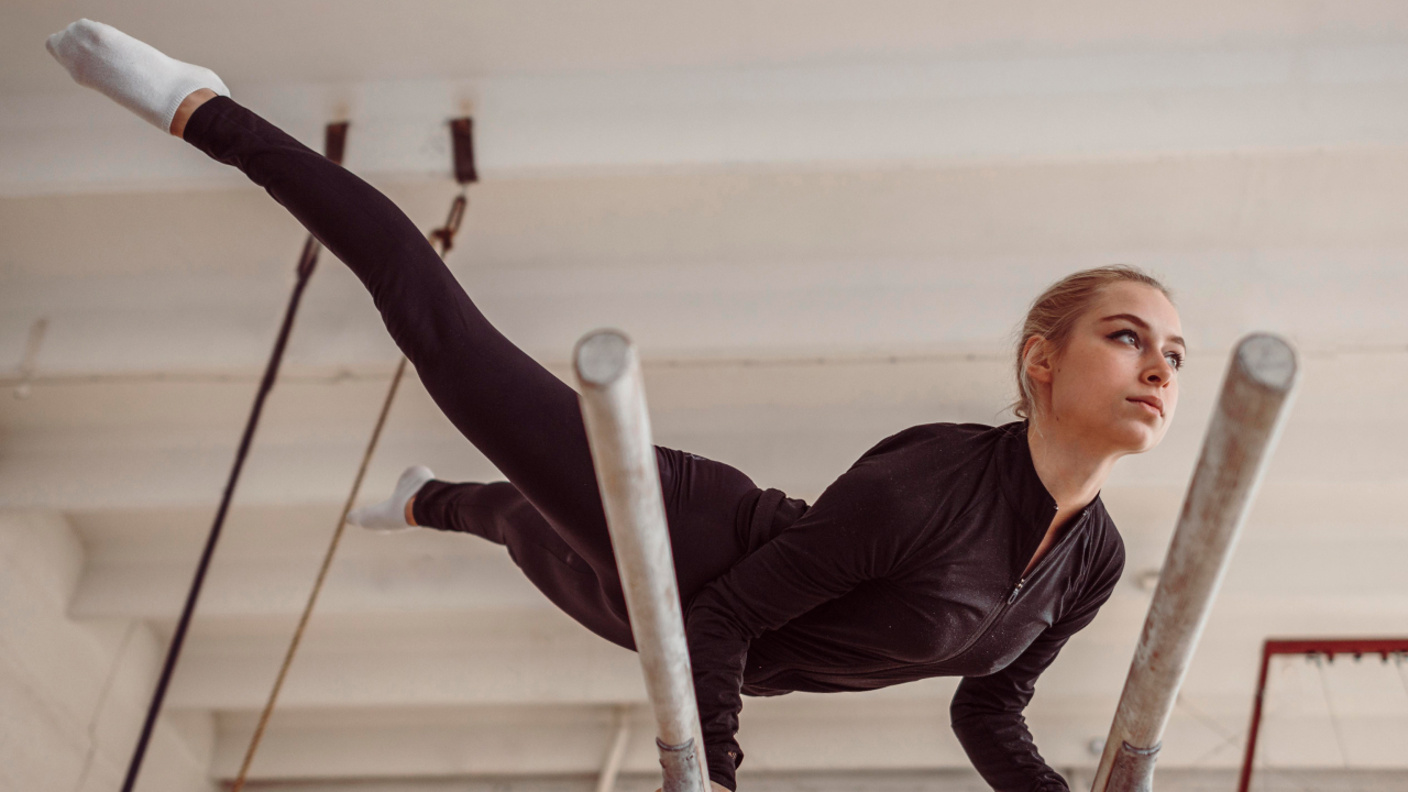 A woman training for gymnastics