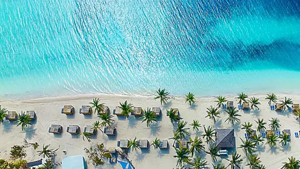 A top view of a beautiful chill island 