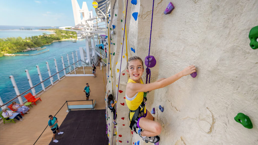 A kid playing on icon of the seas