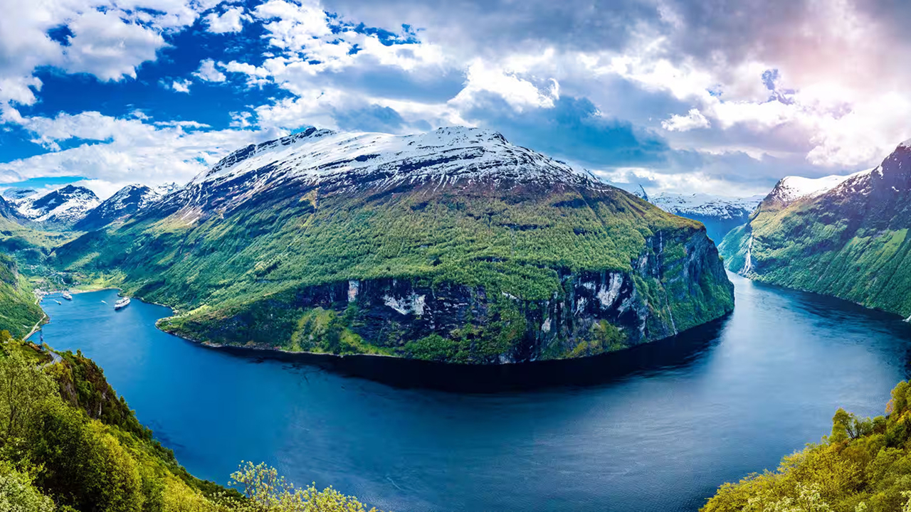 An eye-catching view of Northern Europe with beautiful clouds and mountains