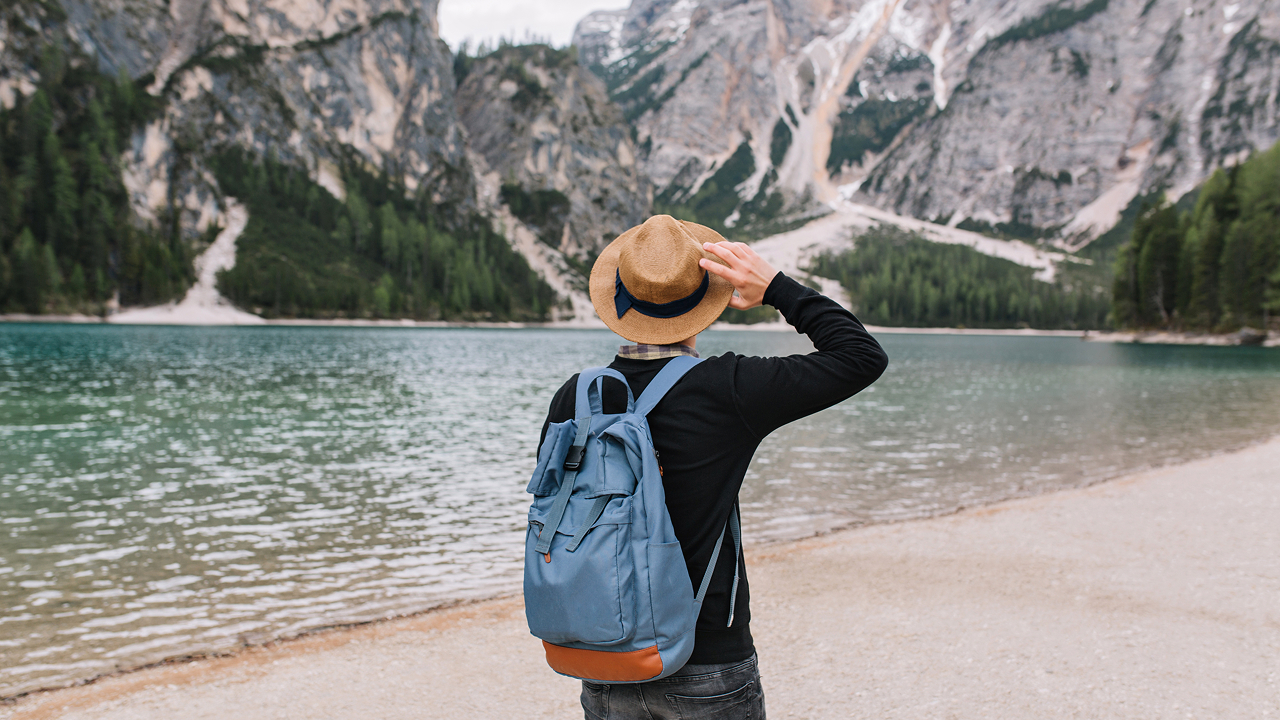 Stylish guy wearing vintage hat