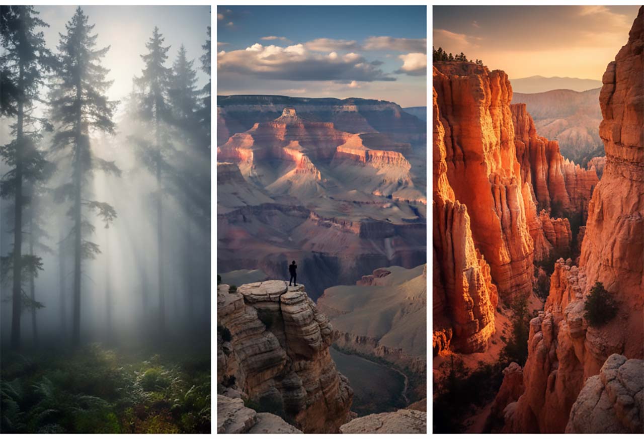 a lone traveler standing in awe as shifting shadows move across ancient layered rock. sweeping drone shot through glowing red Utah canyons at sunset