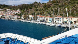 A sea with beautiful blue water and boats