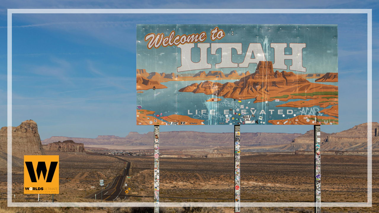 A board with "Welcome to Utah" written on it