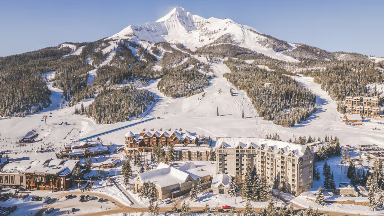 A view of a snow-covered ski resort