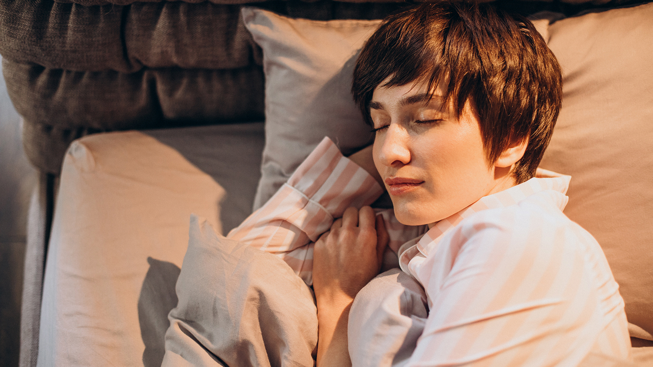 A woman sleeping peacefully at night