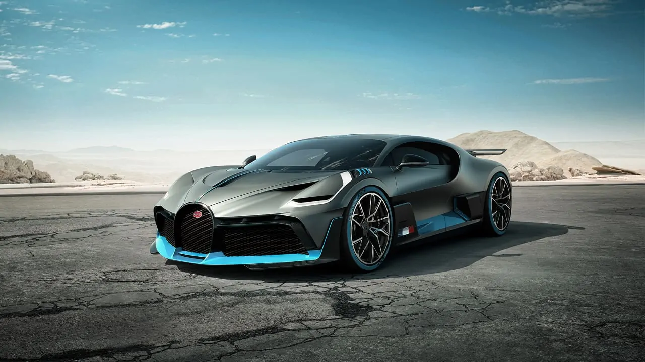 A Bugatti Divo parked beside the roadside