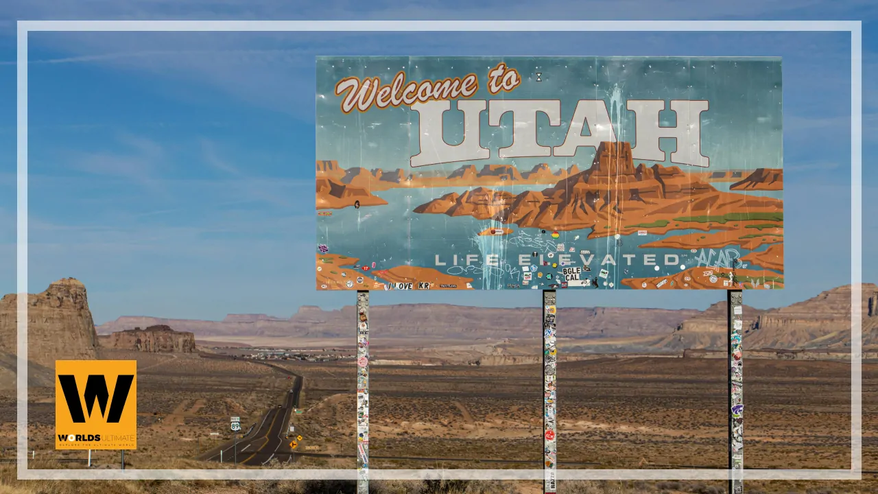 A board with "Welcome to Utah" written on it