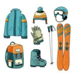 A picture showing all the skiing gear