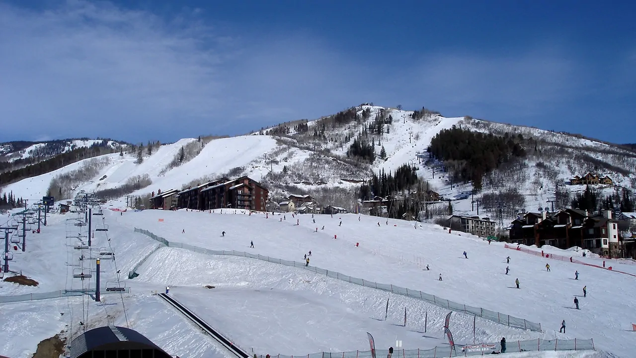 Snow-covered slopes at Steamboat Resort in Colorado
